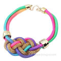 Punk Fluorescent Color Thick Wire Crochet Necklace, Made of Alloy, OEM Orders are Welcome